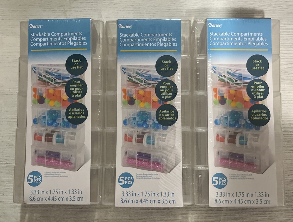Darice Stackable Compartments, 5 Pieces Each, 3-Pack, For Jewelry Crafts & More