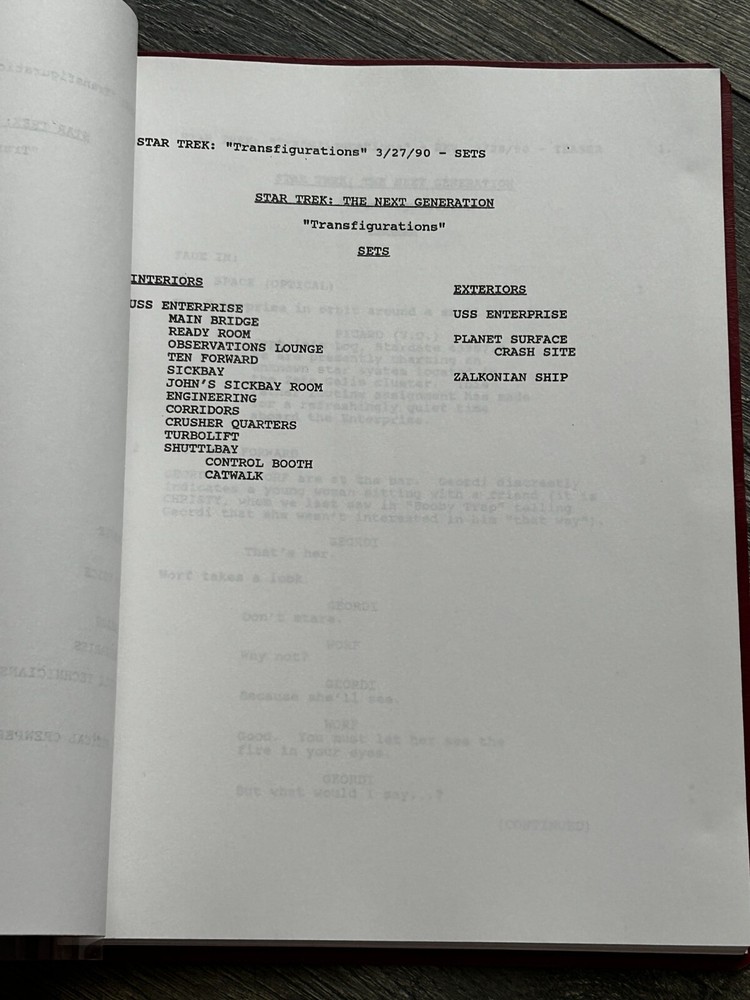 STAR TREK Script The Next Generation Transfigurations Revised Final Draft 1990