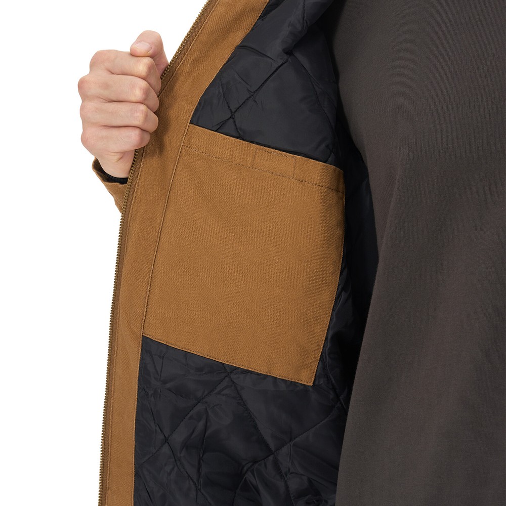 HISEA Men Full Zip Hooded Jacket Quilted Lining Active Jacket Work Coat Pockets