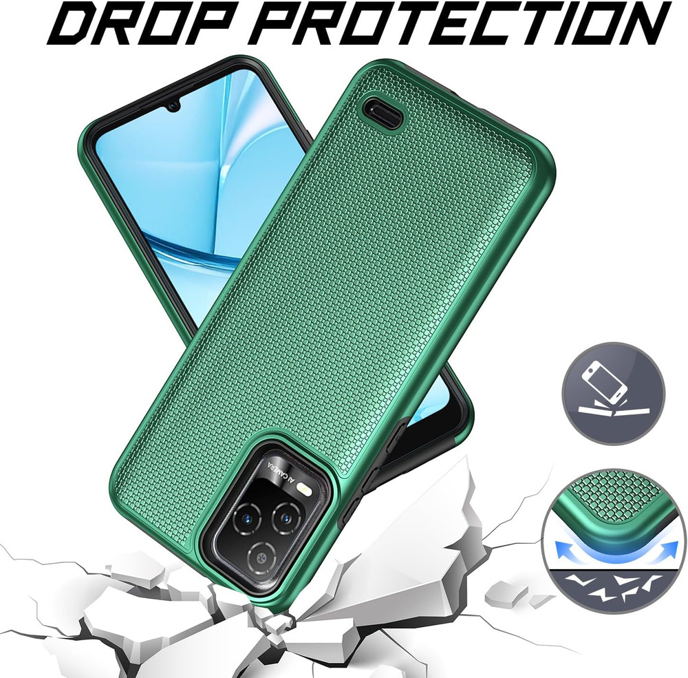 For BLU View 5 Pro Phone Case with Tempered Glass Screen Protector,Dual Layer He