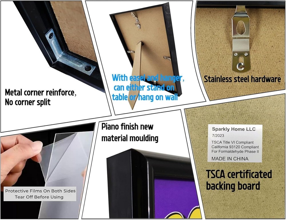 Stylish Black Comic Book Frames with UV Protection - 8 Pack Display Solution