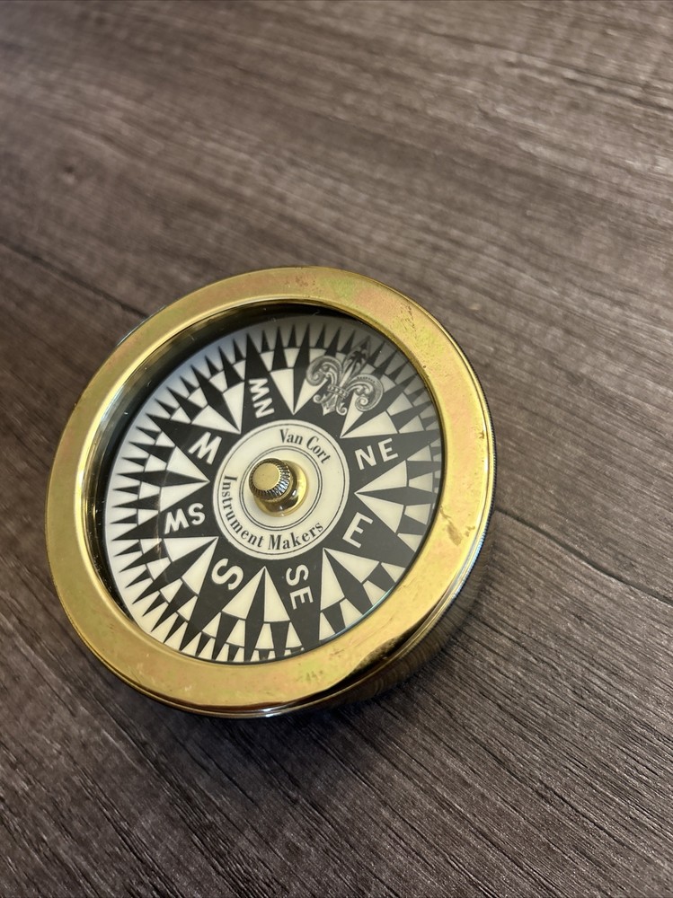Vintage Microsoft Electronics Van Cort Instrument Makers Brass Compass Rare