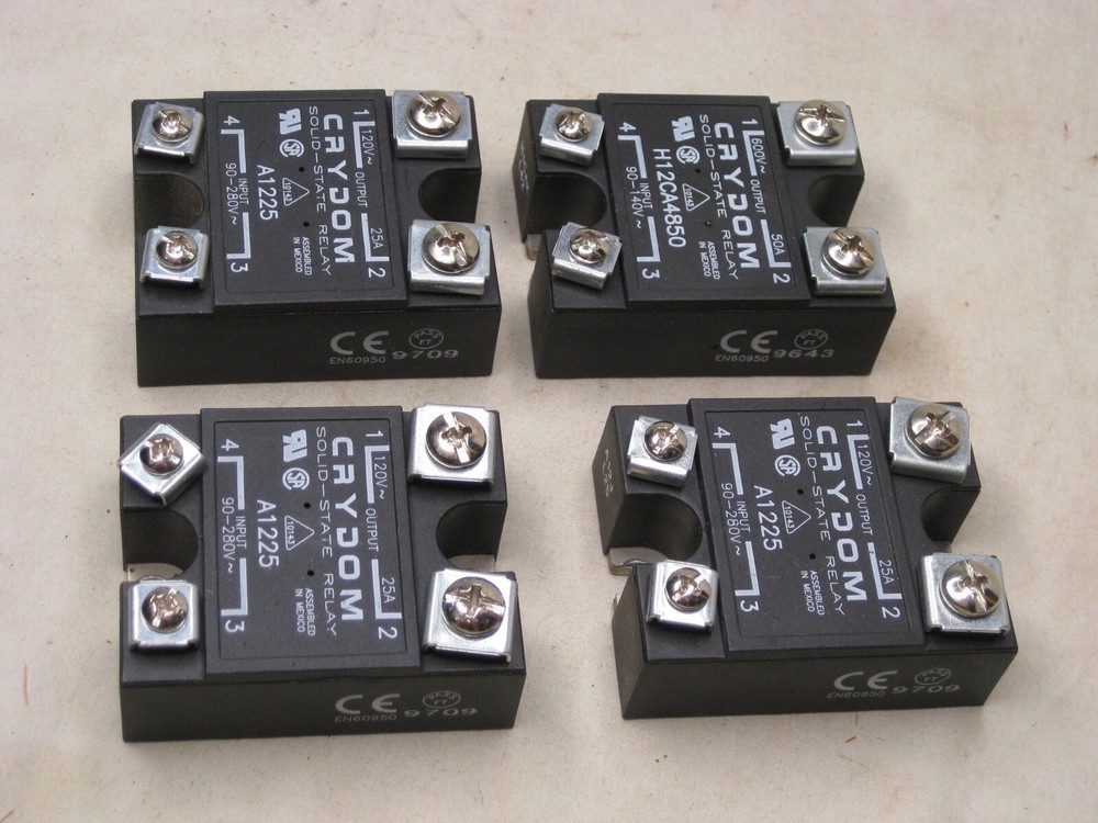 4 CRYDOM A1225 SOLID STATE RELAYS & H12CA4850 RELAY LOT