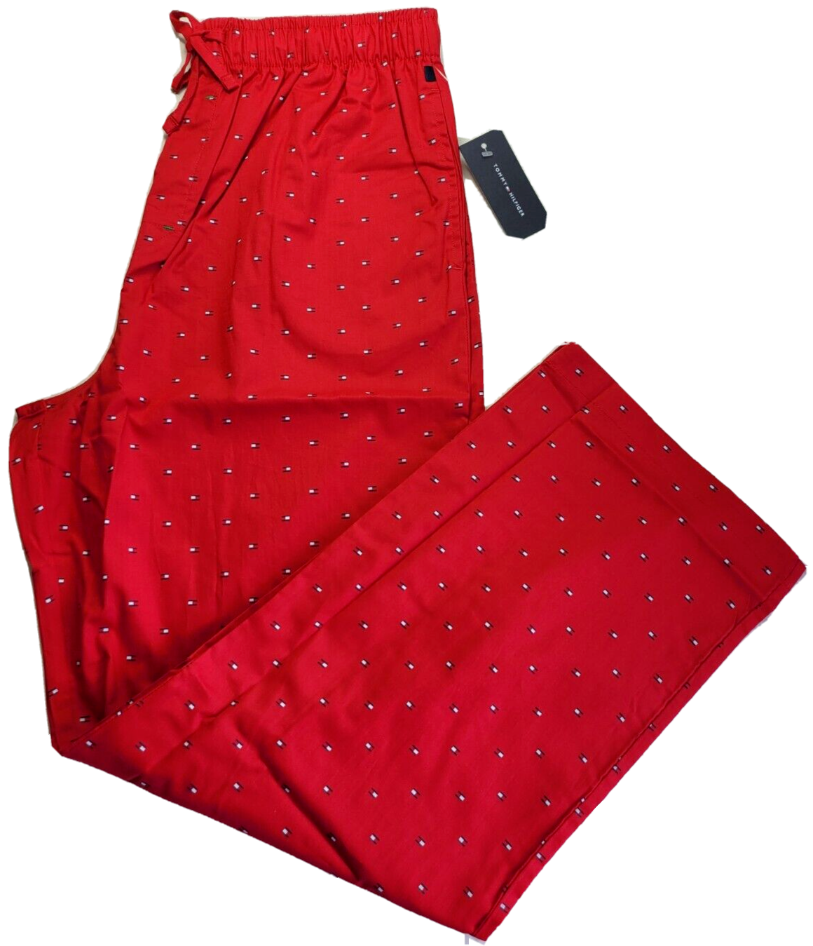 Tommy Hilfiger Men’s Pajama Lounge Sleep Pants Large Red Allover Logo MSRP$42