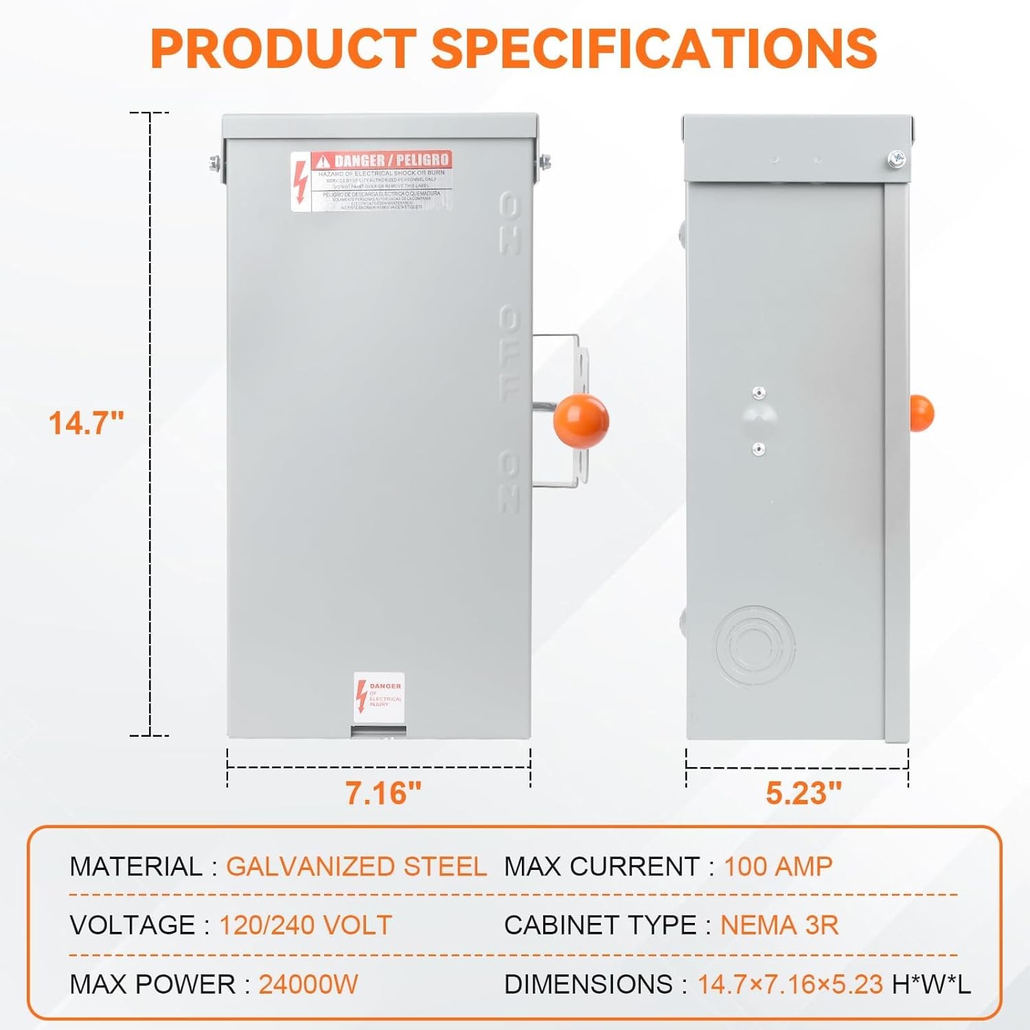 100A Generator Transfer Switch,24000W General-Duty Double-Throw 120/240-Volt