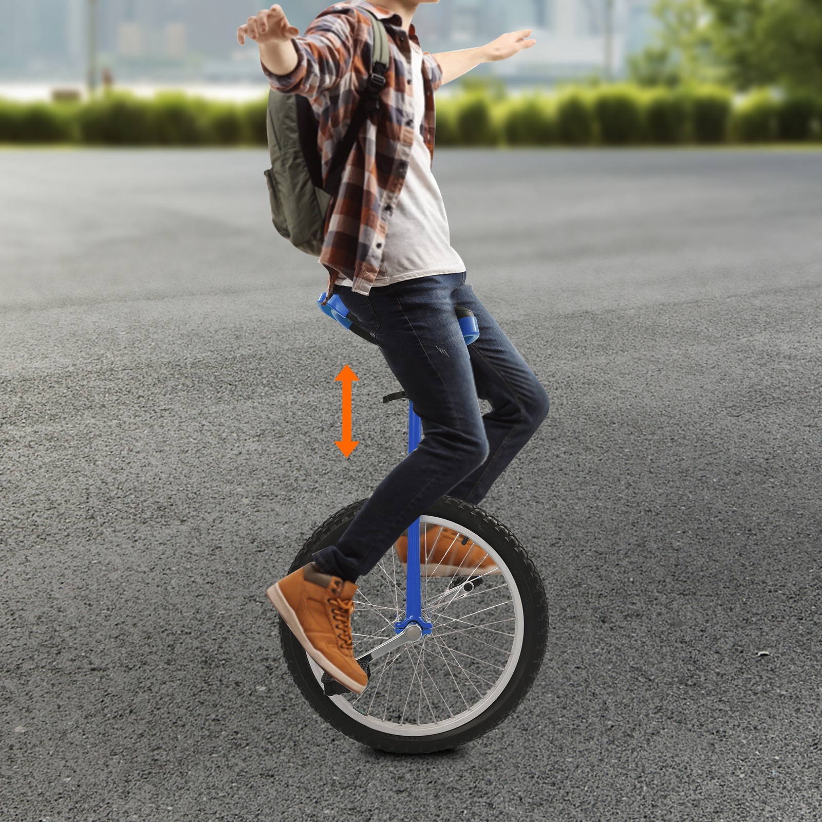 Blue 20inch Unicycle with Adjustable Height 78-90cm,Lightweight Outdoor Unicycle