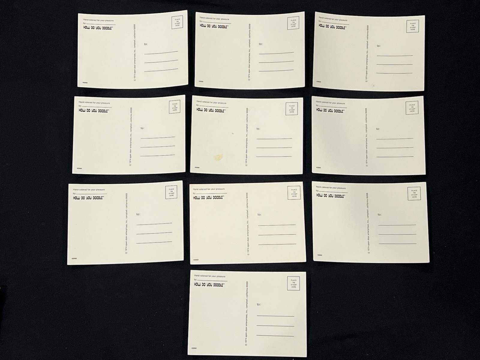 VTG 1974 Doodle Art Coloring Postcard Lot 10 Open Door Enterprises Unused