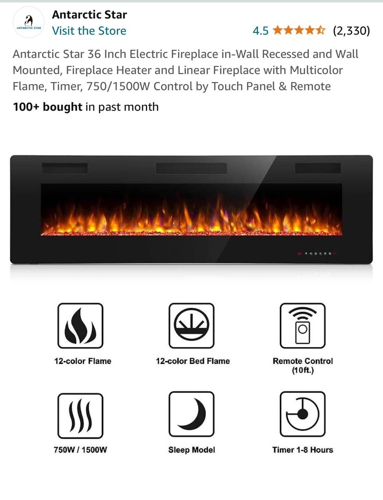 wall mount electric fireplace heater