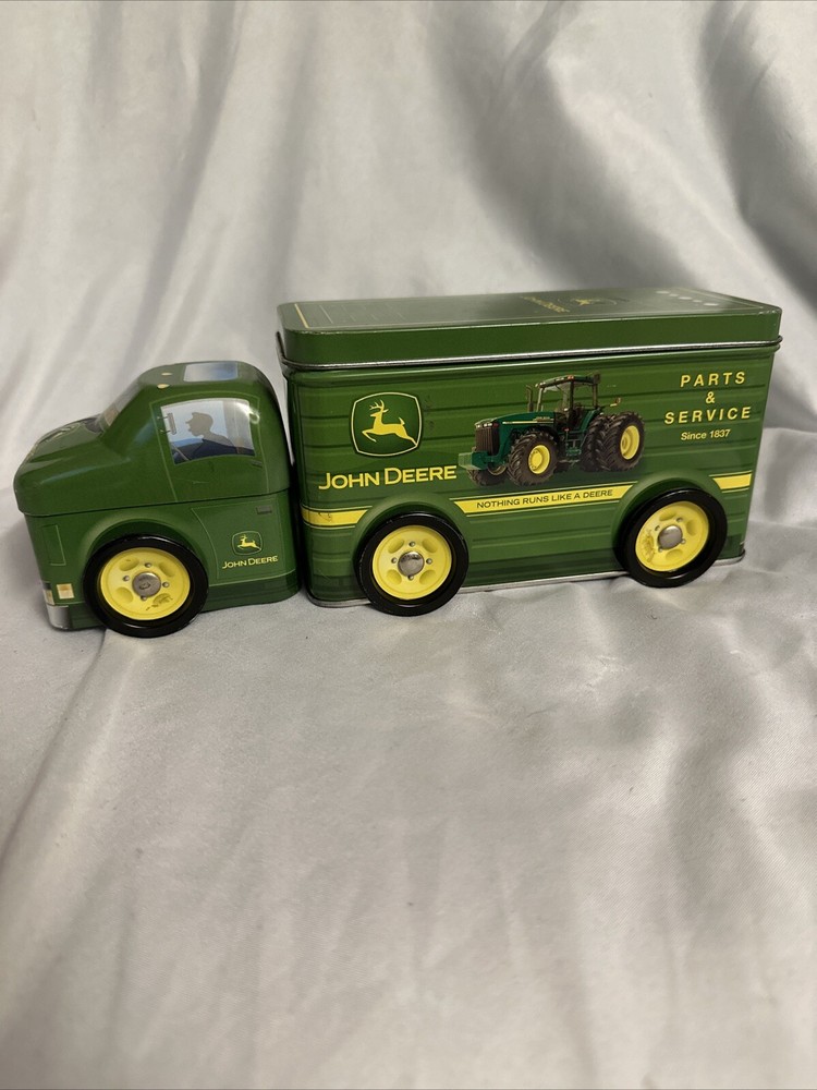 John Deere Tin Box Truck Shaped Container GREAT GRAPHICS