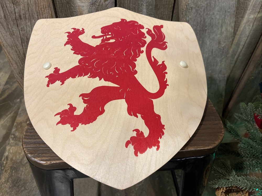 Wooden Lion Shield And Sword