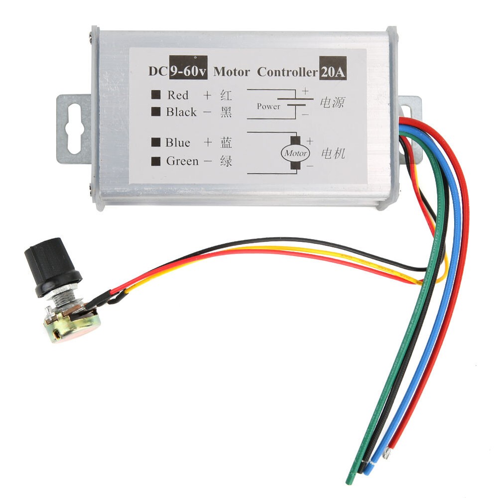 Motor Speed Controller Switch Potentiometer PWM VariableSpeed 20A 9V12V24V48V60V