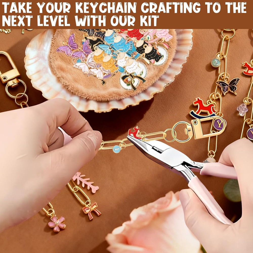 261-Piece Lip Gloss Keychain Making Kit with Charms and Tools for DIY Projects
