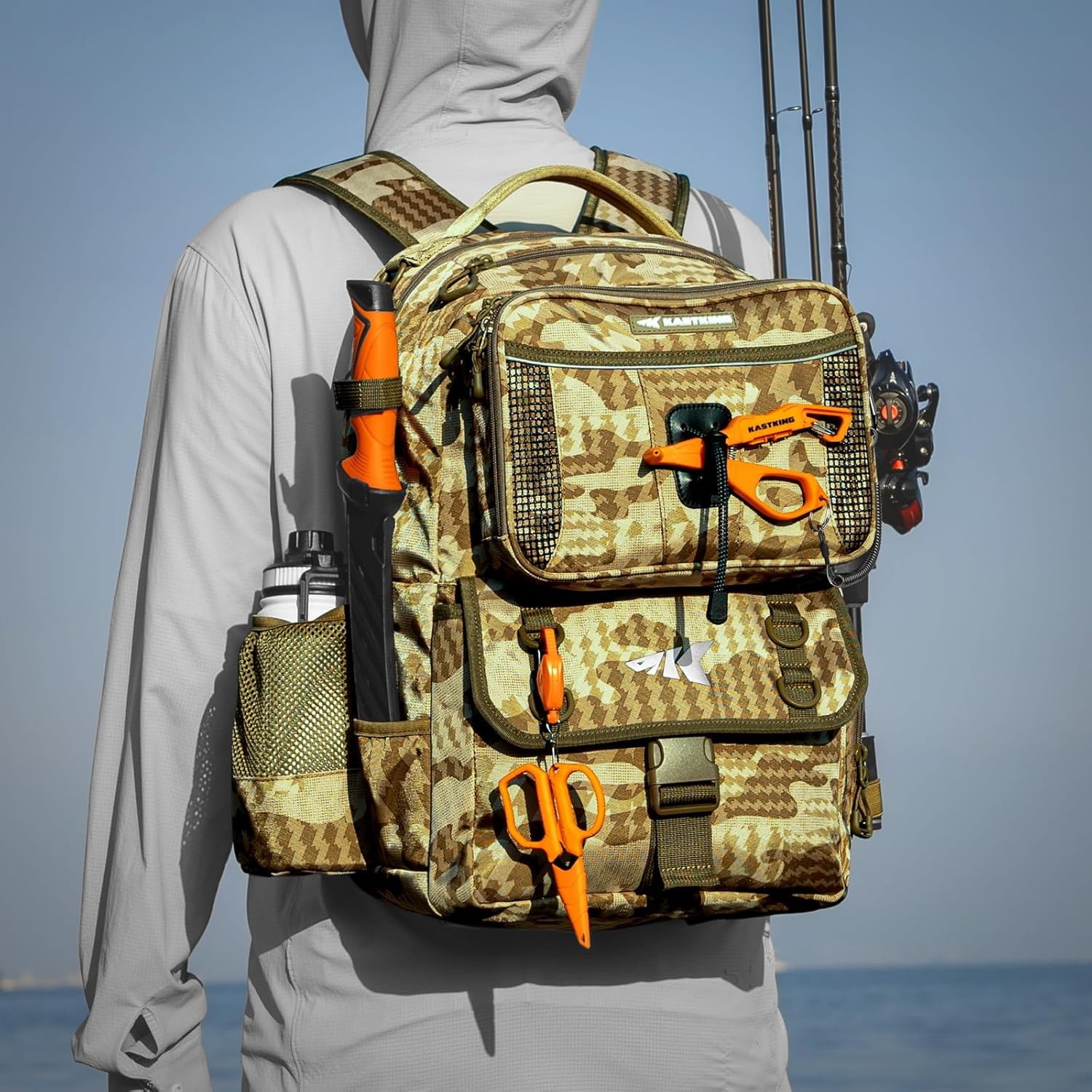 KastKing BaitSpace 50L Fishing Tackle Backpack with Removable Bait Binder