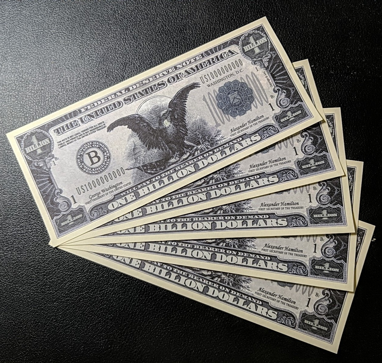 SET OF 5 ORIGINAL $1 BILLION DOLLAR BILLS - NOVELTY. Looks & feels real