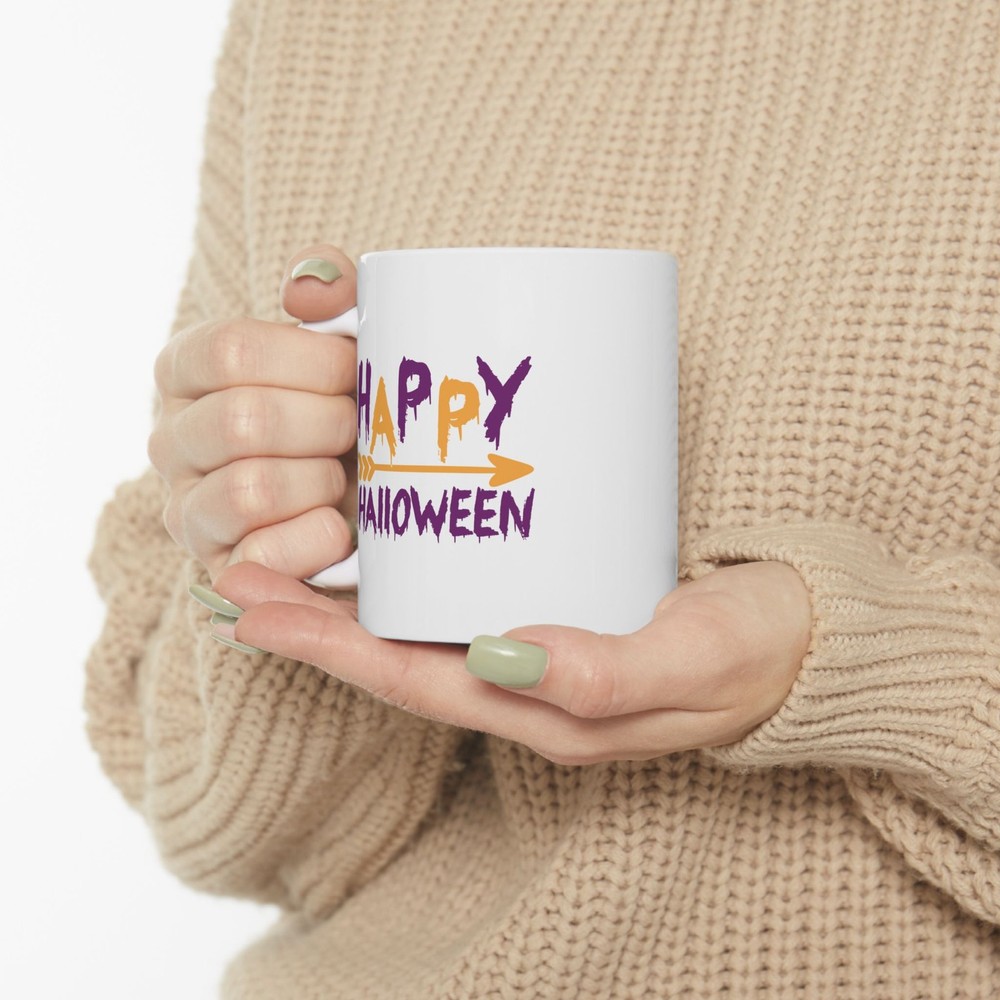 Happy Halloween – White Ceramic Mug (11oz or 15oz) 🎃☕