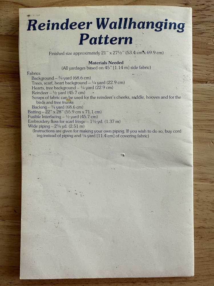 Reindeer Wallhanging, A Patchwork Pattern by Yours Truly Uncut