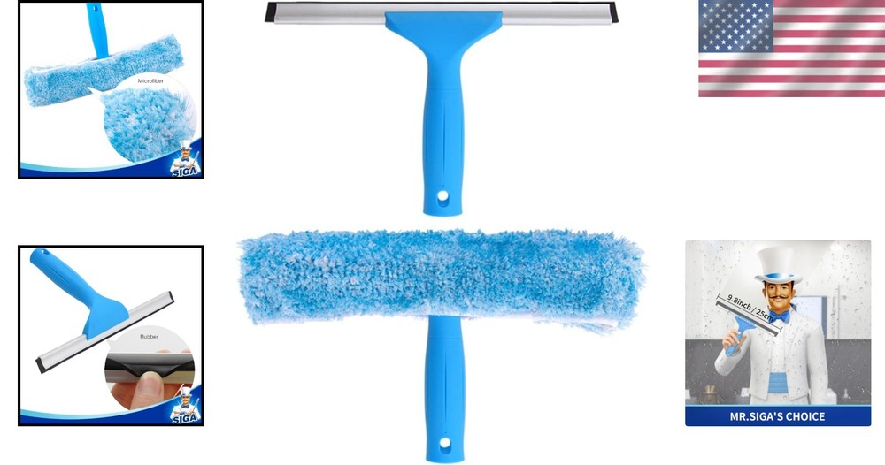 10-Inch Window Washer Kit - Squeegee & Microfiber for Home and Professional Use