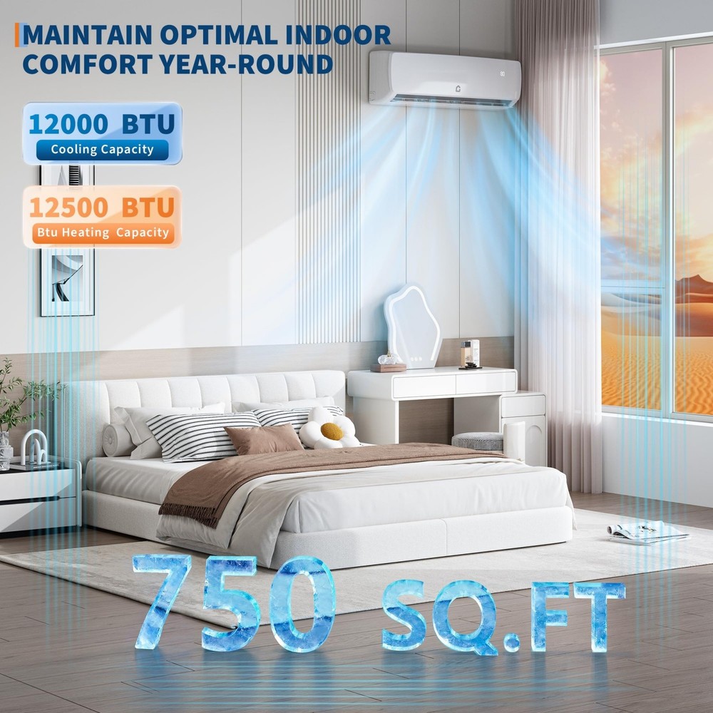 12000 BTU Mini Split AC/Heating System Air Conditioner Remote Control 19 SEER2