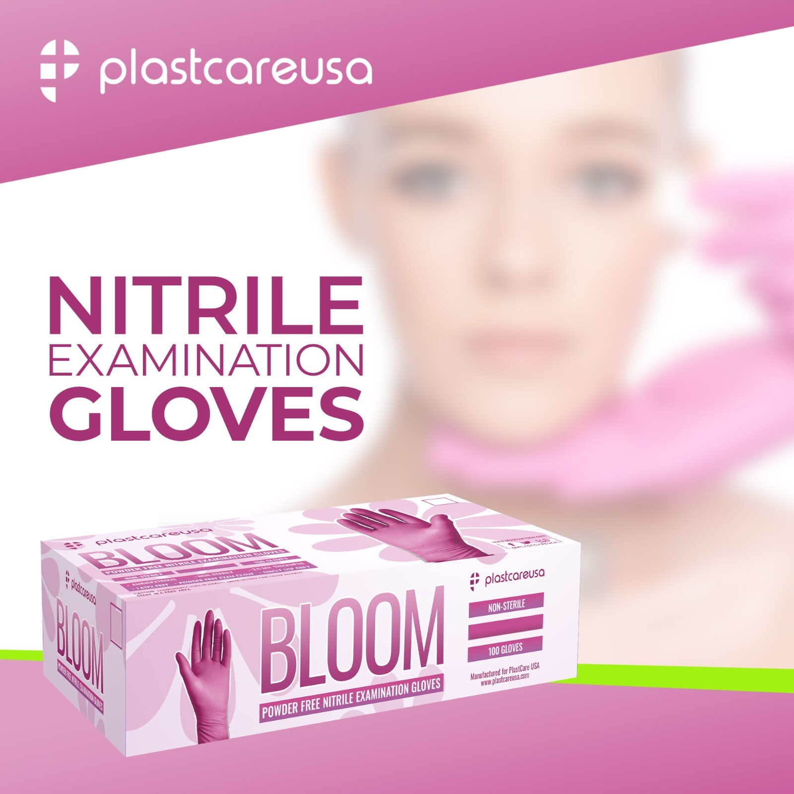Pink Nitrile Exam Gloves - Various Sizes - Powder & Latex Free (Medical Grade)