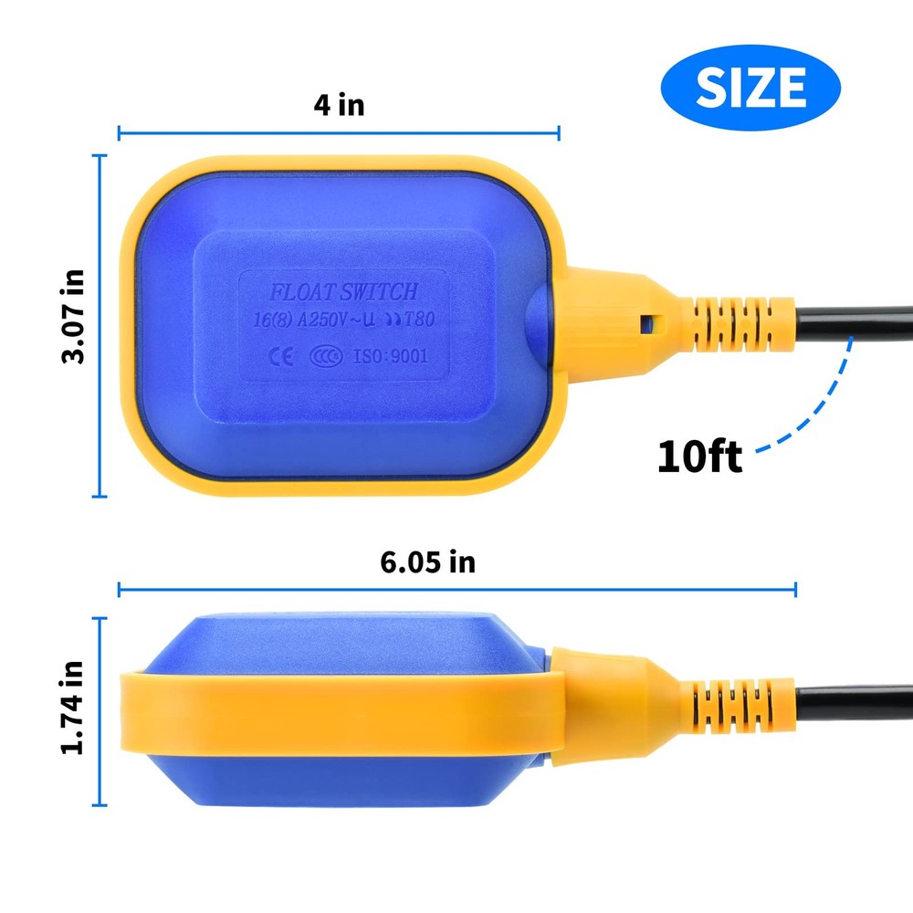 Float Switch for Sump Pump, Briidea Tethered Water Tank...