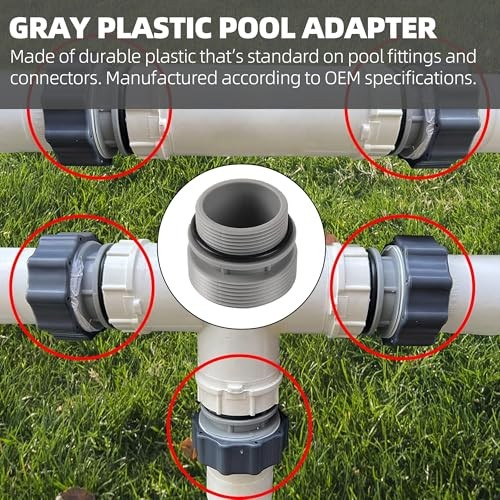 (-Pack) 40mm to 1 1/" Filter Hose Conversion Kit Above Ground Pool Adapter 2