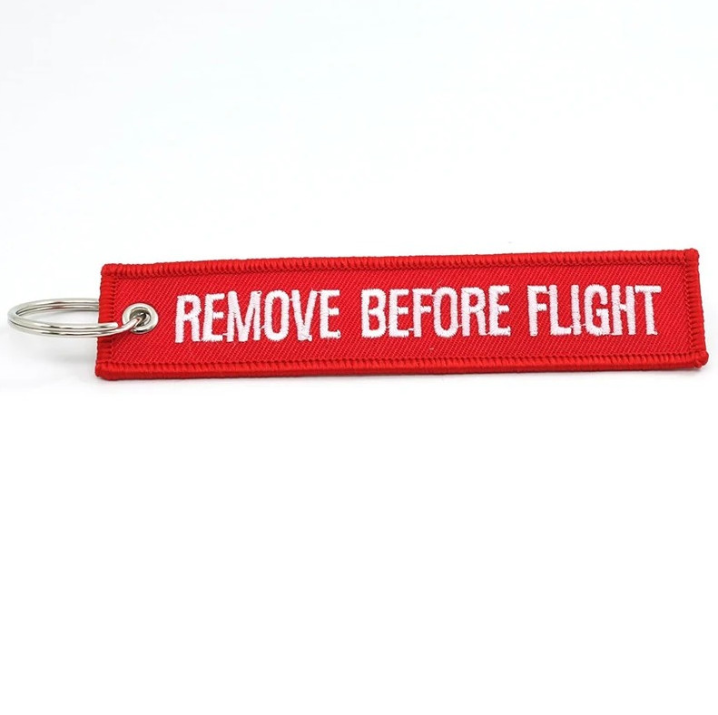5pcs Remove Before Flight Keychain Embroidered Jet Tag