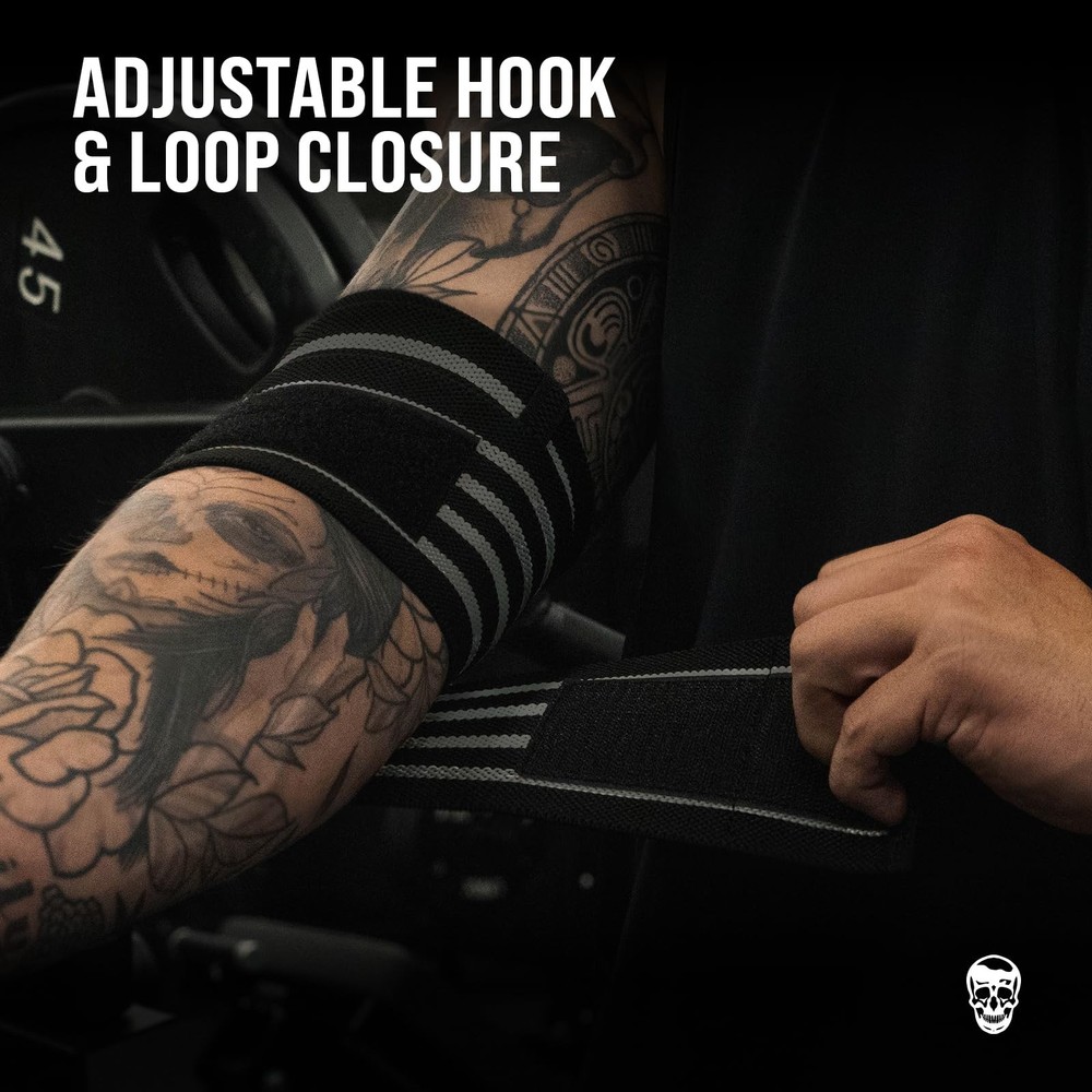 Weightlifting Elbow Wraps (1 Pair) - Flexible 40'' Elbow Compression Strap & ...