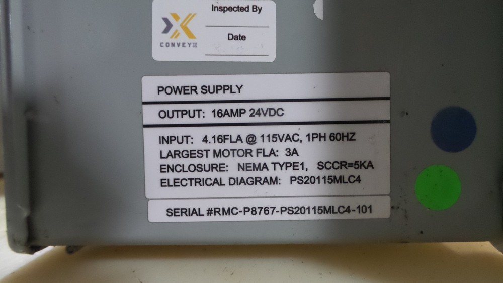 CONVEYX CONVEYOR CONTROL PANEL | Used Working W/ Power Cords & Mounting Bracket