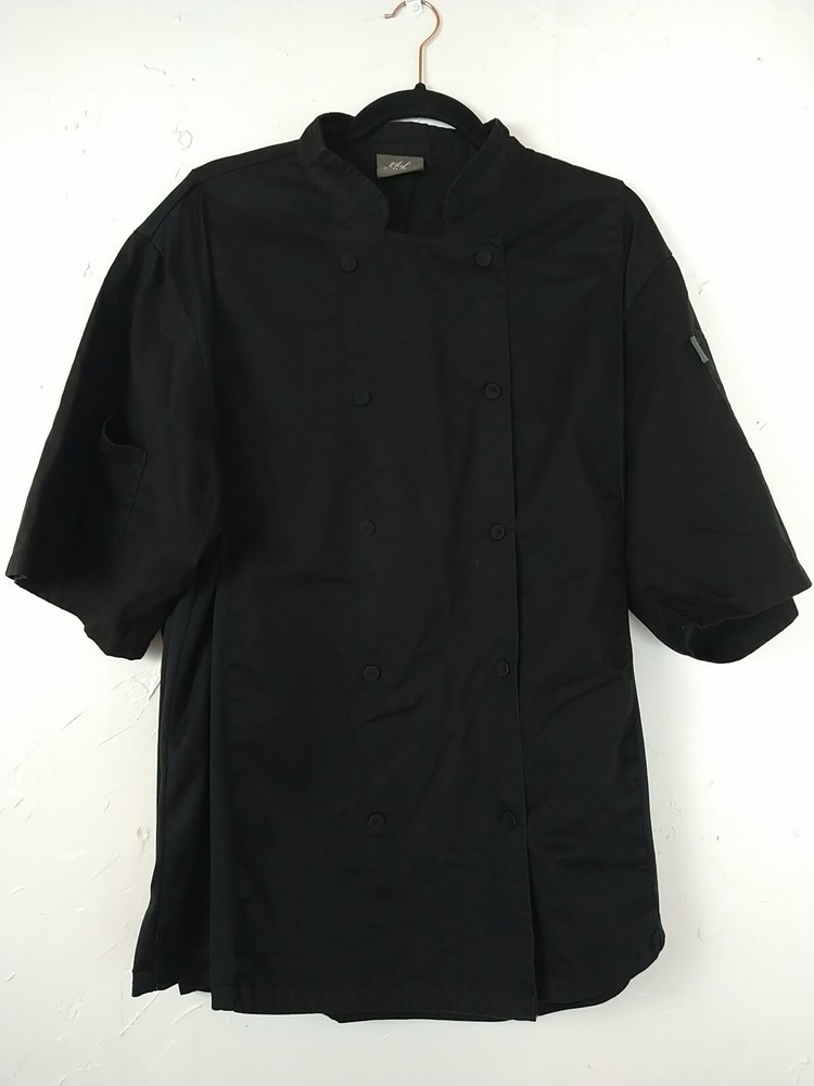 Chef Code Jacket Unisex 2XL Black Short Sleeve Pockets Stretch Comfort