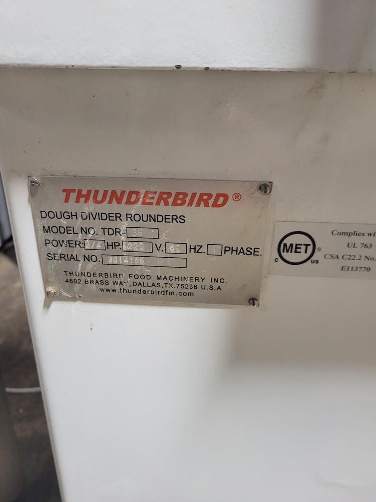  Thunderbird TDR-36  HP Dough Rounder / Divider