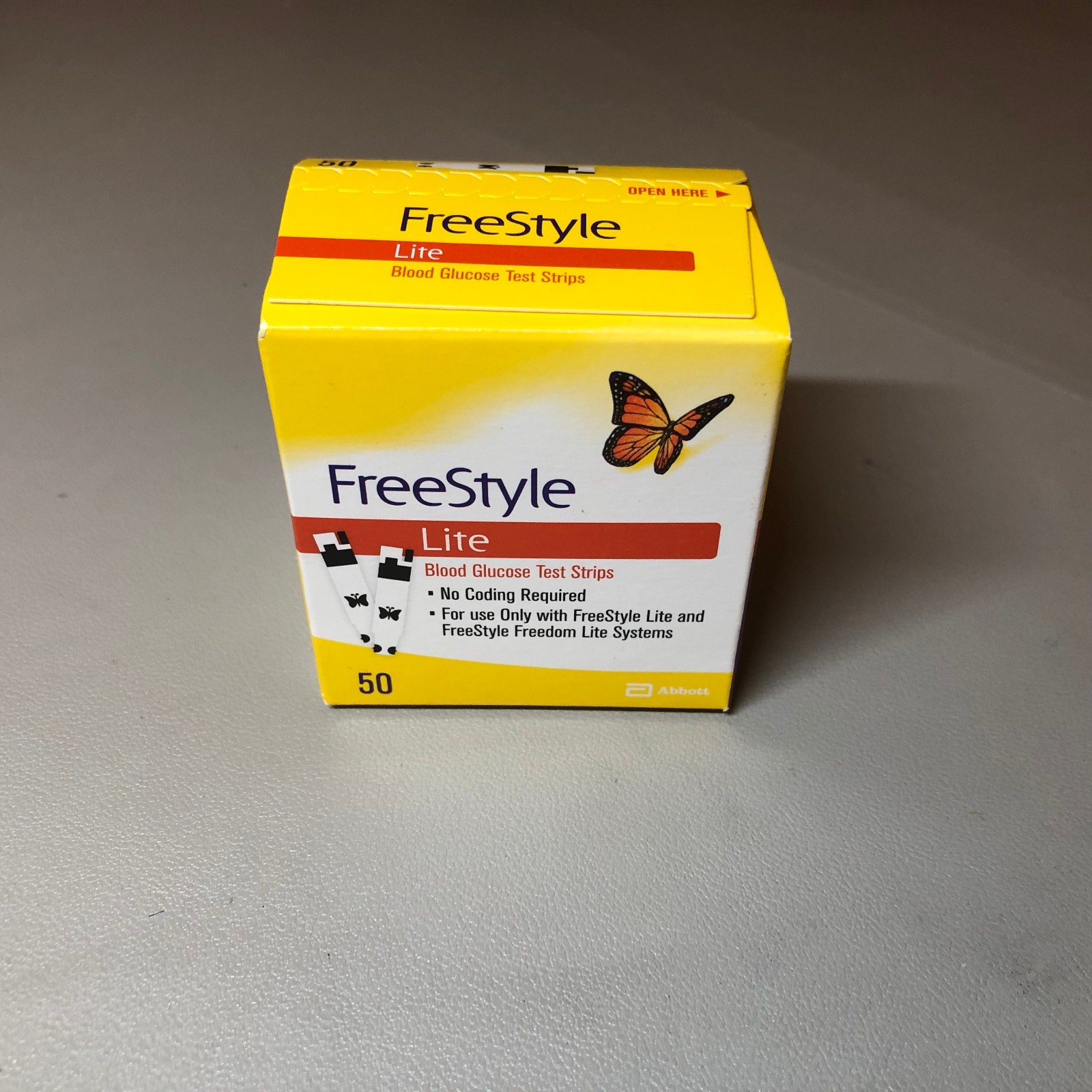 Free Style  Lite Blood Glucose Test Strips EXP 02/28/2027 - 50 Count