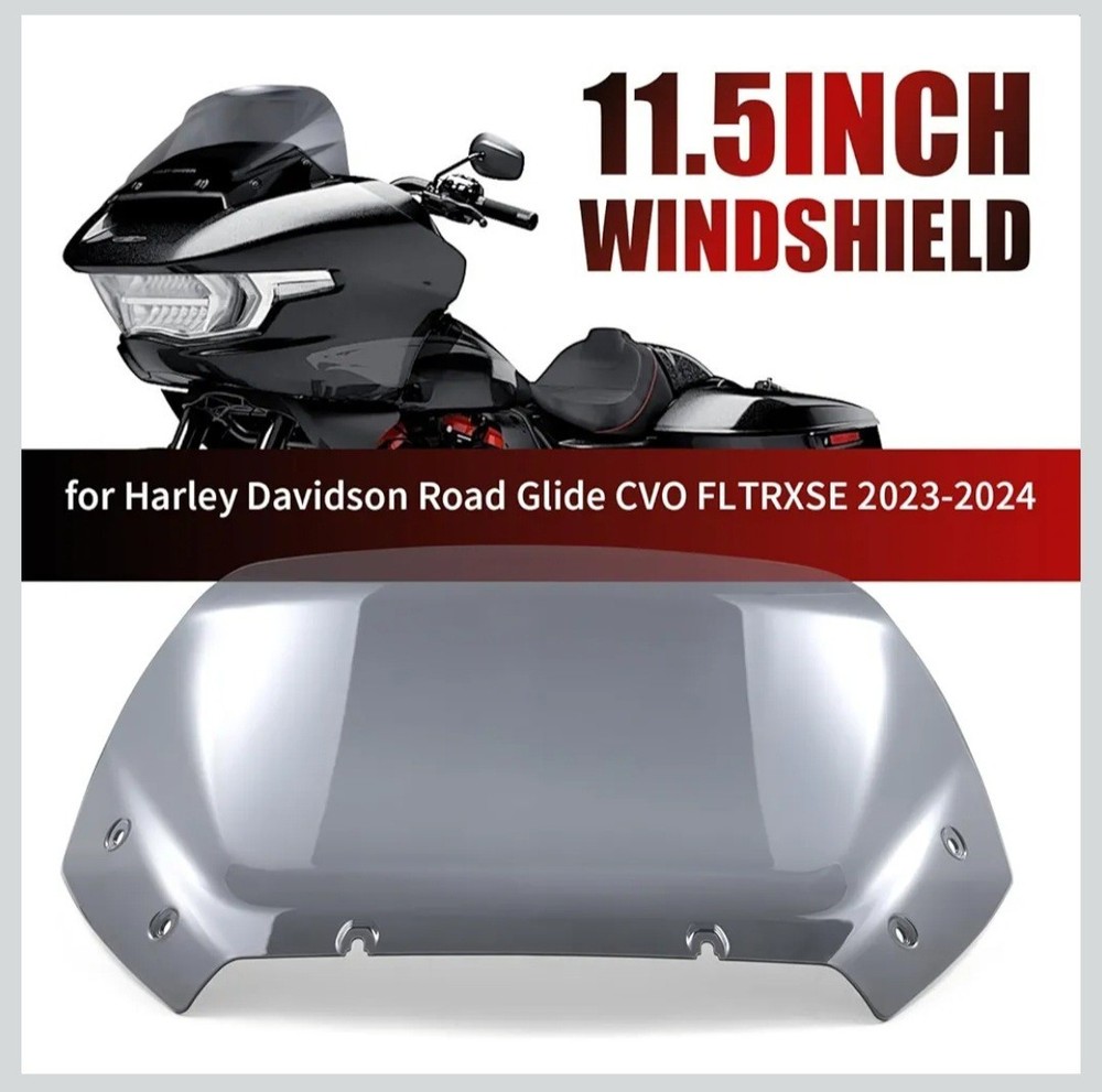 11.5" Wave Windshield Windscreen Wind Splitter Compatible for Harley CVO Black