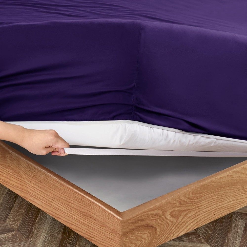 Manyshofu King Size Extra Deep Pocket Sheets 1800TC Microfiber Purple
