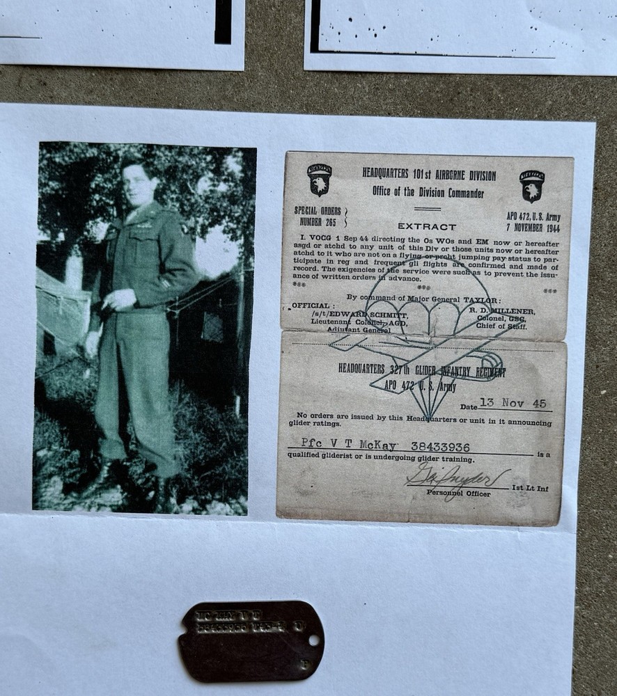 WW2 101st 327th airborne paratrooper glider dog tag