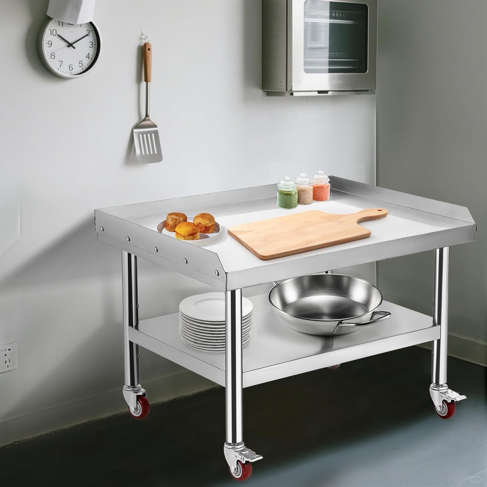36" Stainless Steel Table,Commercial Worktable with Backsplash for Prep & Work