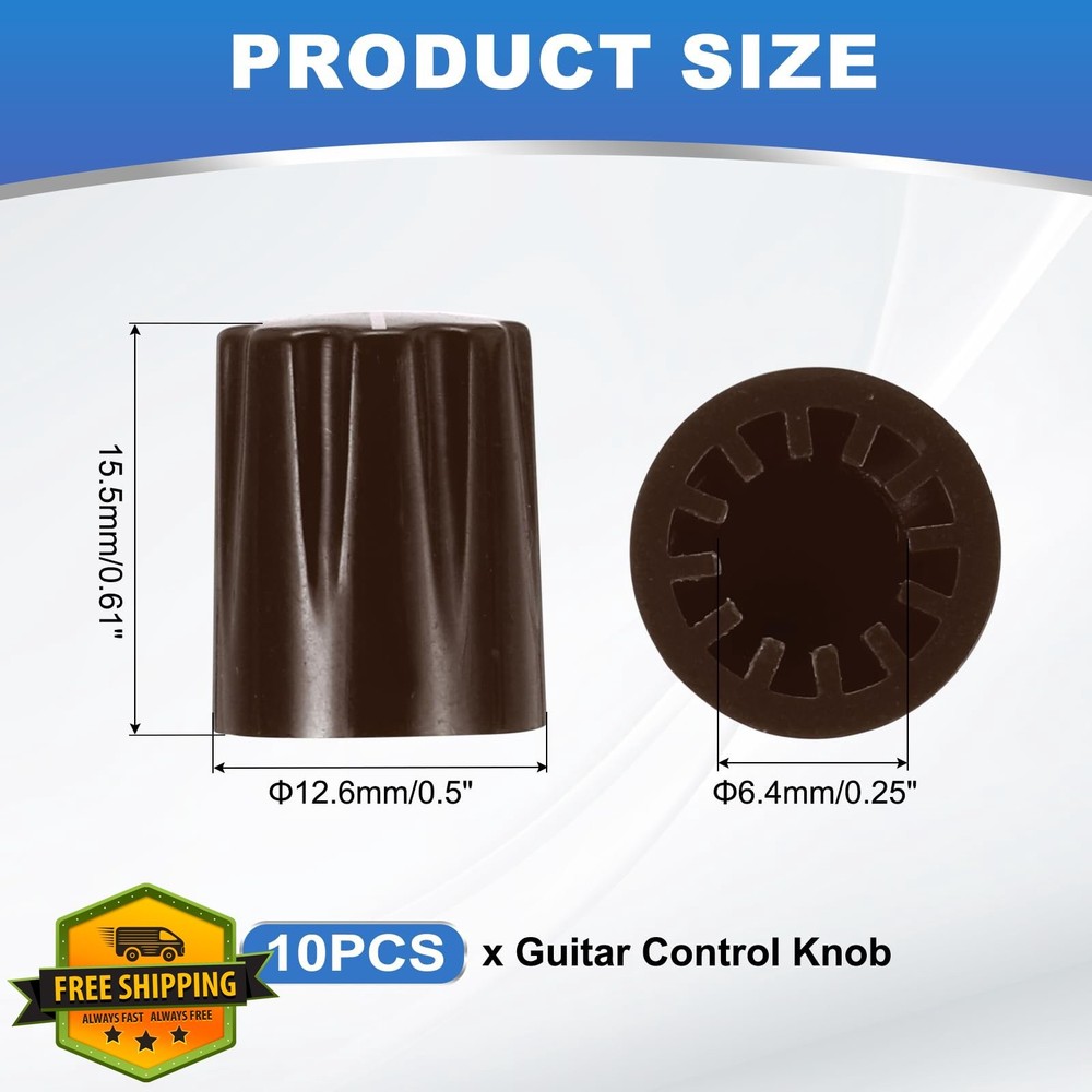 MECCANIXITY 10 Pc Brown Guitar Effect Pedal Knobs 5/8" Amp Bass