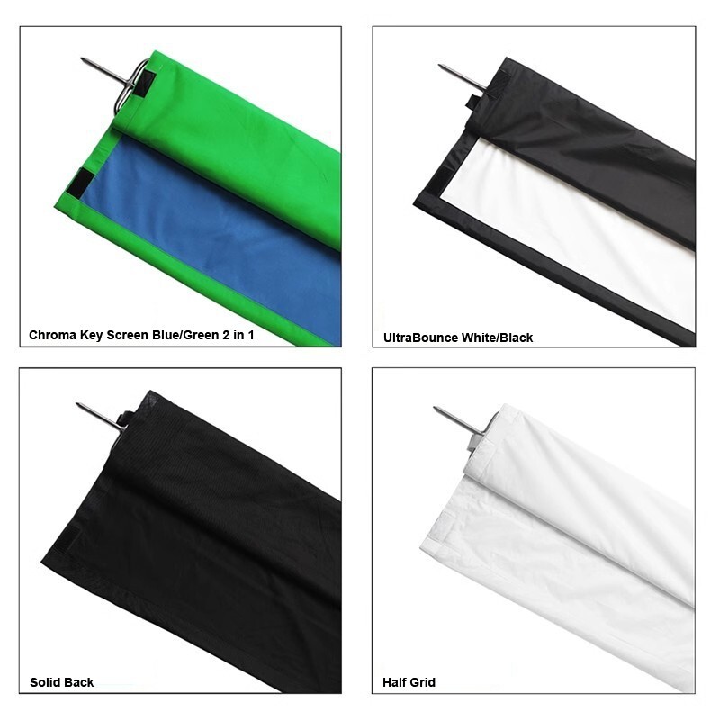 4'x8' 1.2x2.4m Floppy Flag Frame, UltraBounce, Solid Back, Blue/Green, Half Grid