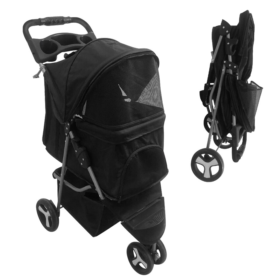 3 Wheels Travel Pet Stroller for Dogs and Cats Lightweight Foldable Stroller