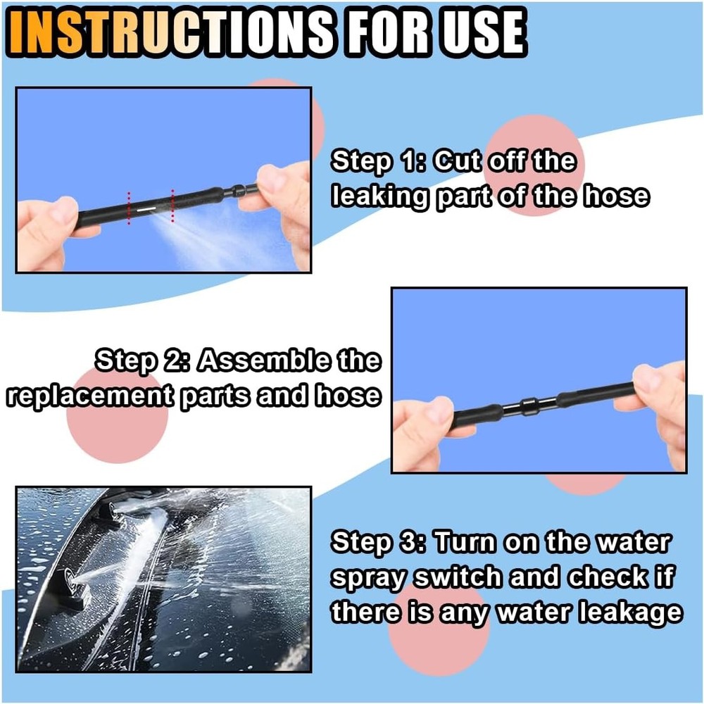 Universal Windshield Washer Hose Connector 2-Way I-Type Splitter Adapter