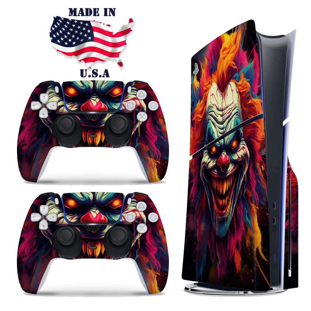 Evil Clown PS5 Console & Controller Vinyl Skin Wrap Decal Set