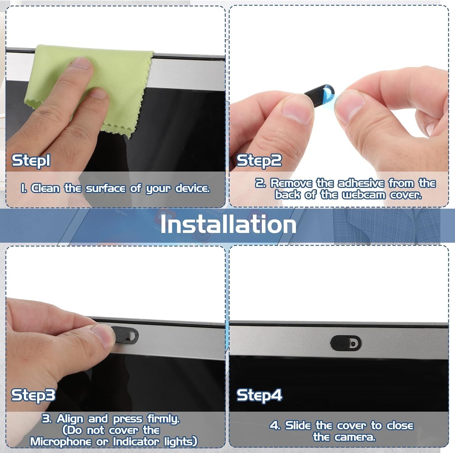 50 Pcs Black Ultra-Thin Webcam Cover Slide, Laptop Camera Privacy Protectors