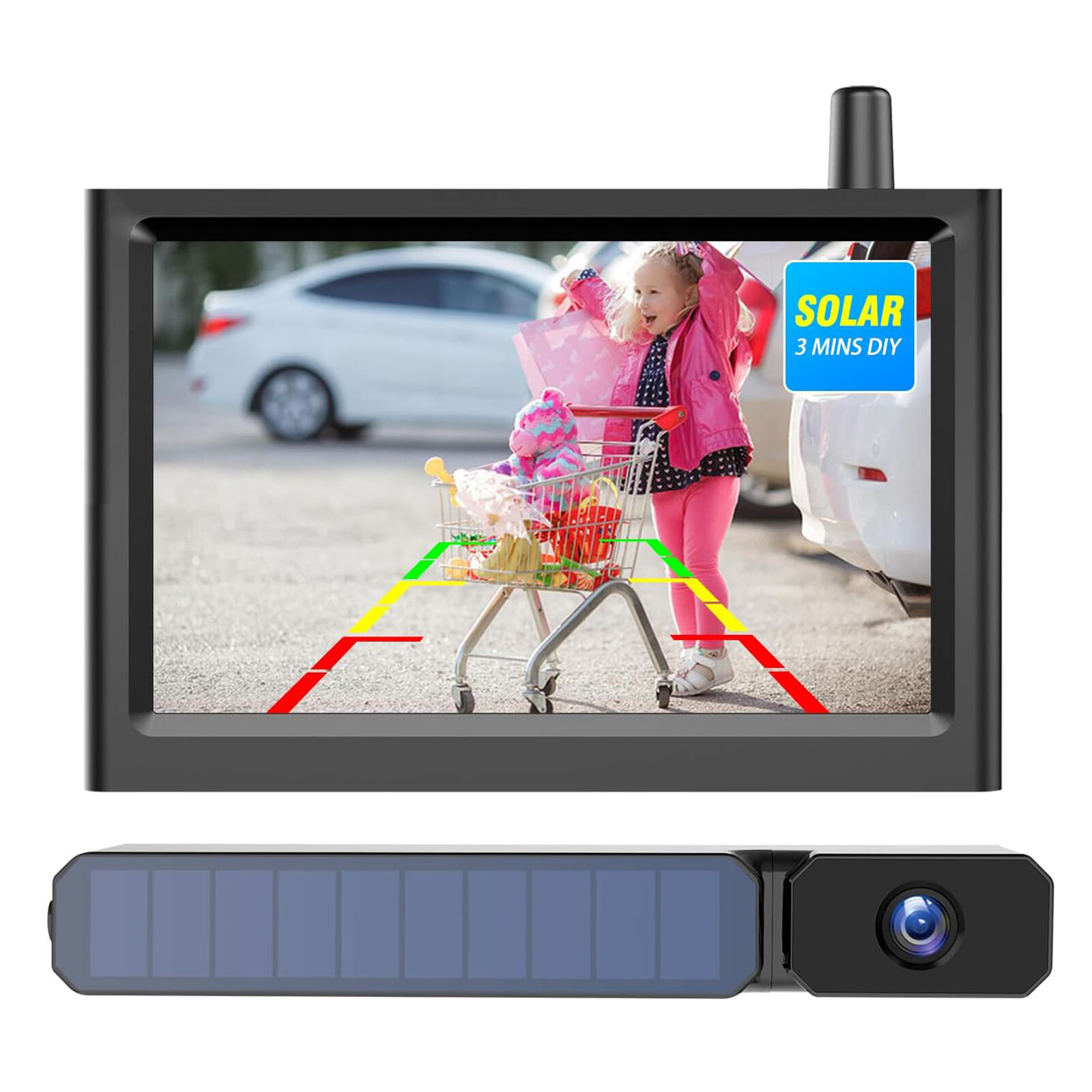 AUTO-VOX Solar Wireless Backup Camera 5'' Monitor + HD Rear View Parking System