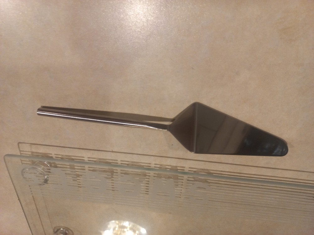 S&P Salt & Pepper Rectangular Glass sweets plate with cake server 40x20cm