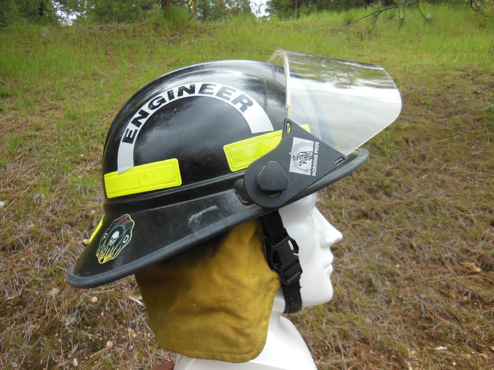 FIRE FIGHTER HELMET for ENGINEER with Faceshield & Neck Protector & Chin Strap