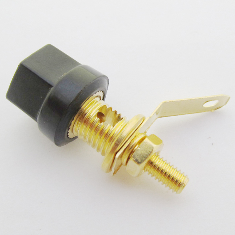 2pcs Small Hex Head Gold Speaker Binding Post 4mm Banana Jack Audio Connector
