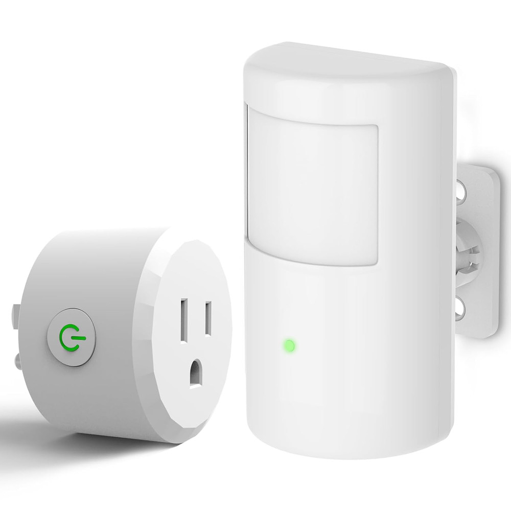 Motion Sensor Switch with Outlet, PIR Wireless Motion Sensor Plug with Light Se