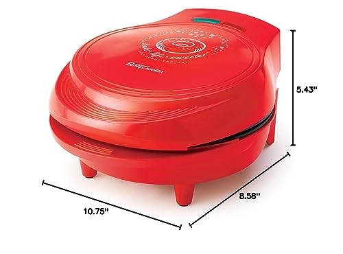 BETTY CROCKER Donut Maker, Mini Maker with Nonstick Surface, Mini, Red