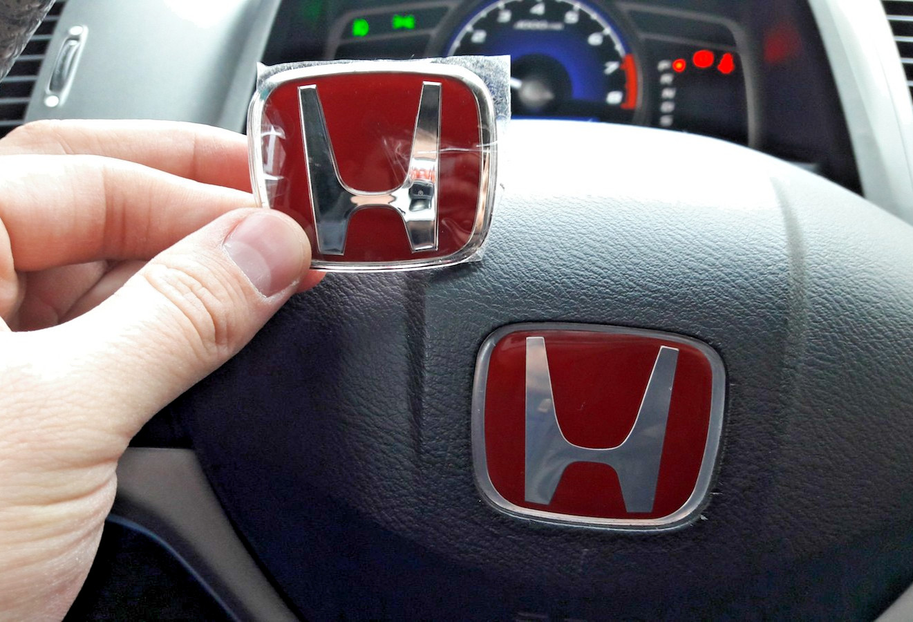 Red Emblem for Horn Button Honda Accord Civic Racing Logo Steering Badge