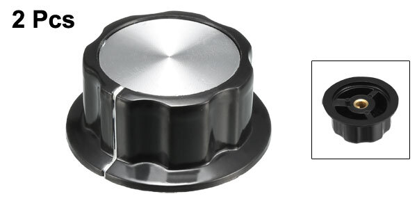 2pcs Top Potentiometer Volume Control Rotary Knobs 44.5x19mm Silver Tone