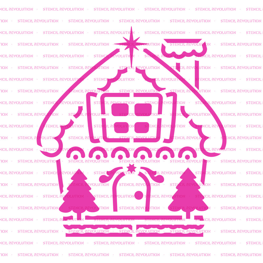 Gingerbread House Cookie Stencil - Durable & Reusable Mylar Stencils